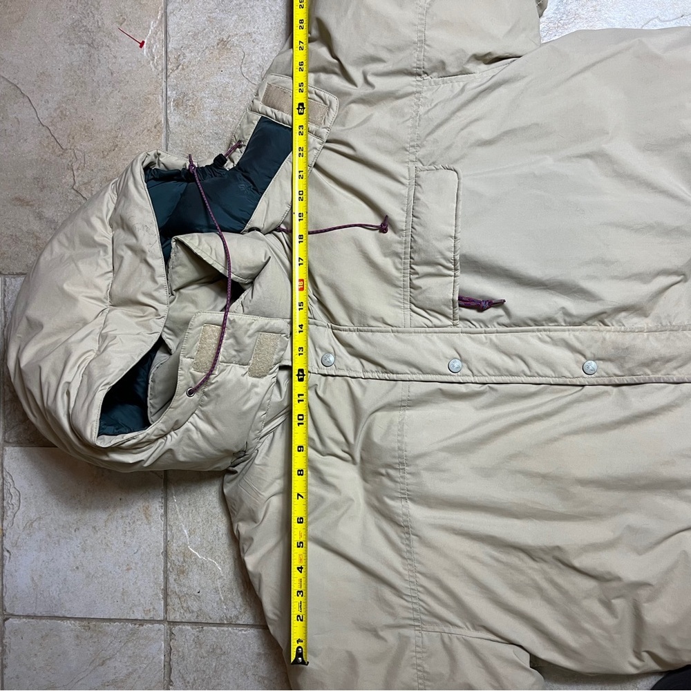 Vintage EMS Goose Down Parka XXL Hooded Beige Green Y2K Ski Winter Outerwear - Picture 16 of 16